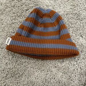 KULING scarnavian Wool hat Brown and Gray Striped Kids Beanie